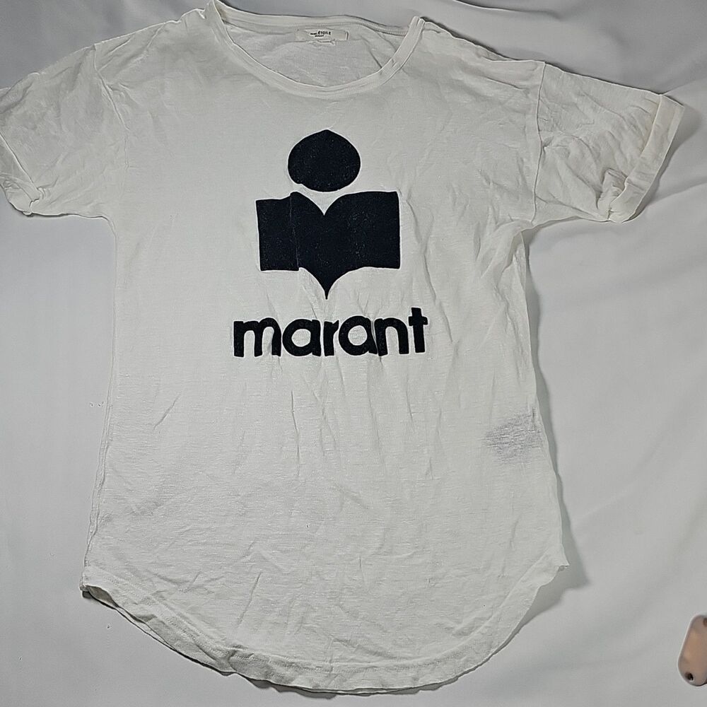 Isabel Marant Etoile Womens Linen White T Shirt Short Sleeve Crew Size XS
